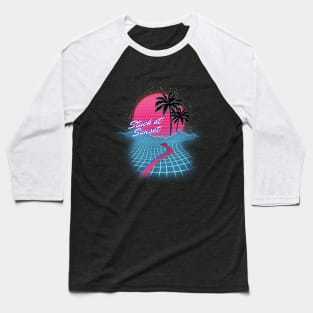 Stuck at sunset neon retrofuturism summer design Baseball T-Shirt